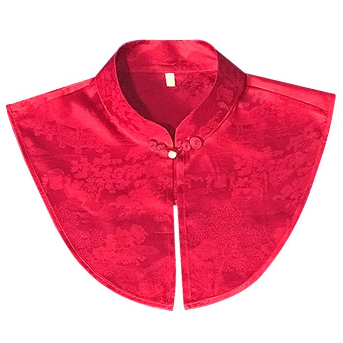 付け襟 大きいサイズ レディース 夏 チャイナ レトロ ビッグカラー ショール 漢服 チャイナボタン 装飾 アクセサリー 個性的 エレガント おしゃれ 赤 黒 緑