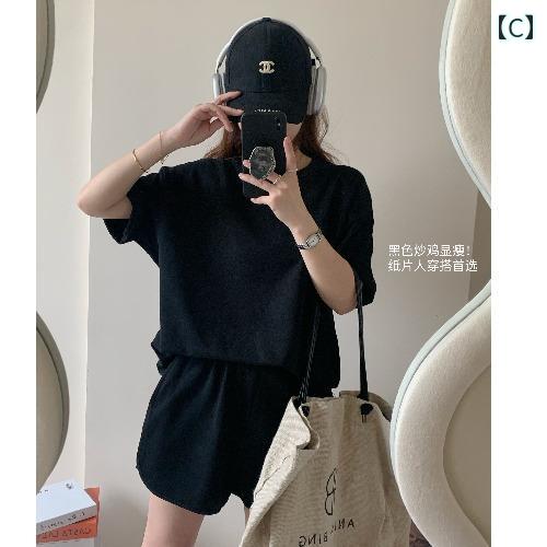 夏 セットアップ レディース スポーティ カジュアル おしゃれ ドラゴンフルーツ カラー 背き 半袖 ゆる Tシャツ ショーパン ルーズ ストリート レジャー 女性