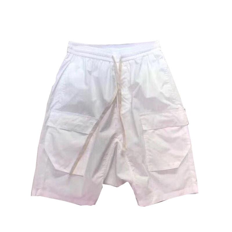Cotton Pants - サルエル ハーフパンツ メンズ 男性 大きいサイズ 夏 五分丈 股下 ゆったり カジュアル ストリート ルーズ カーゴ 白 ドロスト 無地 ポケット
