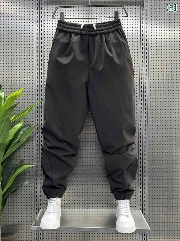 パンツ メンズ カジュアル 冬 ボトムス ジョガー スウェット ロング ポケット裾 ウエストゴム 裏地付 厚手 ゆったり 普段使い スポーツ ダンス 大きいサイズ 黒 茶色