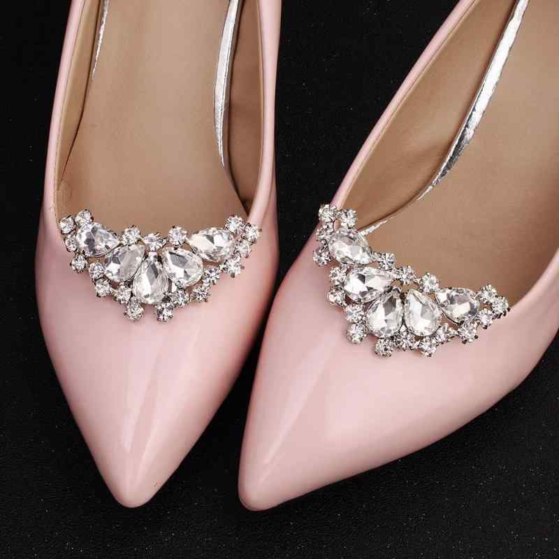 靴 アクセサリー レディース ビジュー ストーン キラキラ シンプル 清楚 上品 おしゃれ パンプス パーティー 結婚式 取り外し可能 クリップ 装飾 白