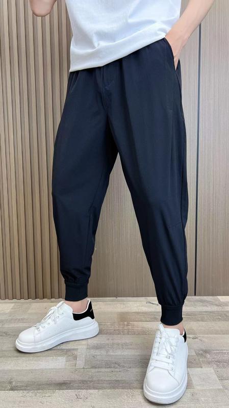 ジョガーパンツ メンズ 夏 ボトムス 薄手 ひんやり 涼しい クロップドパンツ 九分丈 ゆったり レジャー アウトドア スポーツ シンプル カジュアル スポーティ 黒