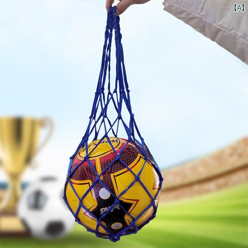 ボールネット サッカー 球入れ メッシュバッグ 大きめ スポーツ用品 収納入れる 袋 持ち運び便利 耐摩耗性 厚手 バスケット バレー トレーニング 部活 遠征 シンプル 青 赤 緑 2