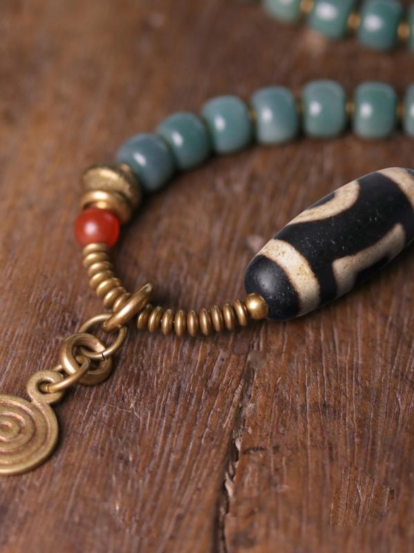 ネックレス ロング レディース メンズ レトロ 真鍮 多層 ブレスレット エスニック ビーズ 文玩 仏珠 バングル 個性的 アクセサリー 御守り おしゃれ