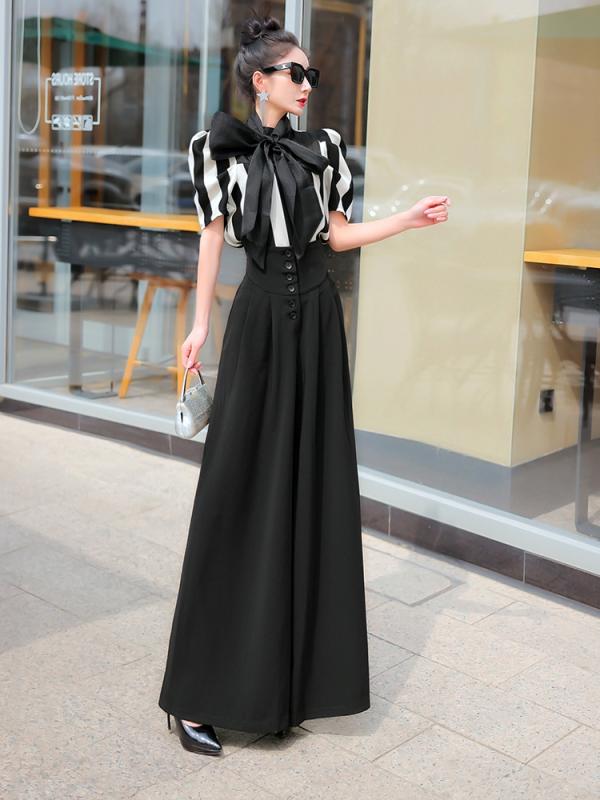 ワイドパンツ レディース 夏 ハイウエスト 涼しい 快適 薄手 ドレープ ボトムス ピンク ブラック ポリエステル 無地 おしゃれ エレガント