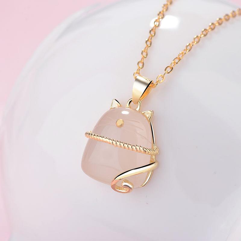 乐天商城 - ねこ ネックレス ペンダント かわいい レディース チェーン ゴールド シルバー S925 アジャスター シンプル スターリング 象眼細工 鎖骨 ラグジュアリー アクセサリー 普段使い 誕生日 母の日 プレゼント レッド