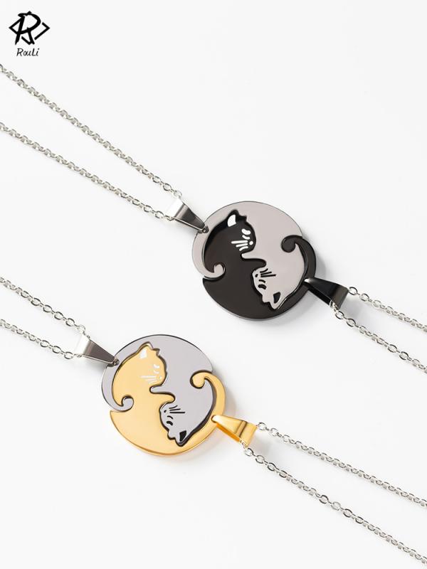 ねこ ネックレス ペンダント かわいい ペア レディース メンズ チェーン チタン スチール スターリング..