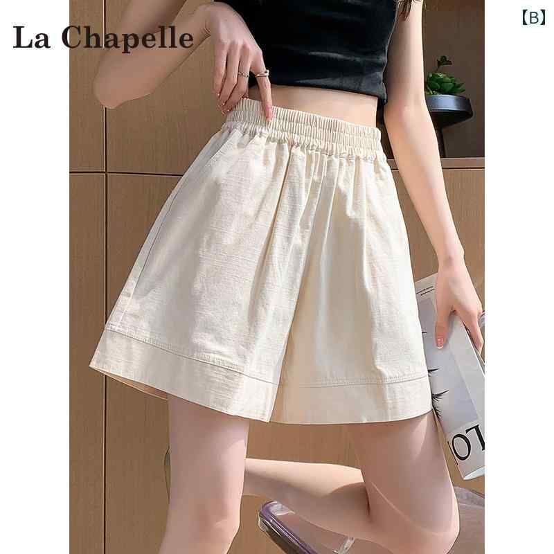 ショートパンツ レディース 夏 薄手 コットン リネン 涼感 通気性 ワイドレッグ ハイウエスト スリムフィット 大きいサイズ スポーツ シンプル ピンク アプリコット 黒