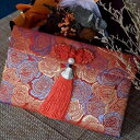 ふくさ 結婚式 中国 紅包 刺繍 封筒 布製 ブロケード タッセル 装飾 慶事 ご祝儀袋 縦 横 おしゃれ レトロ 花柄 バラ 赤 小さい 大きいサイズ