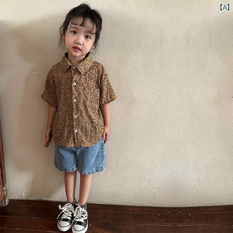 キッズ シャツ 半袖 男の子 女の子 ベビー 男女兼用 トップス 襟付き ポケット ヒ...