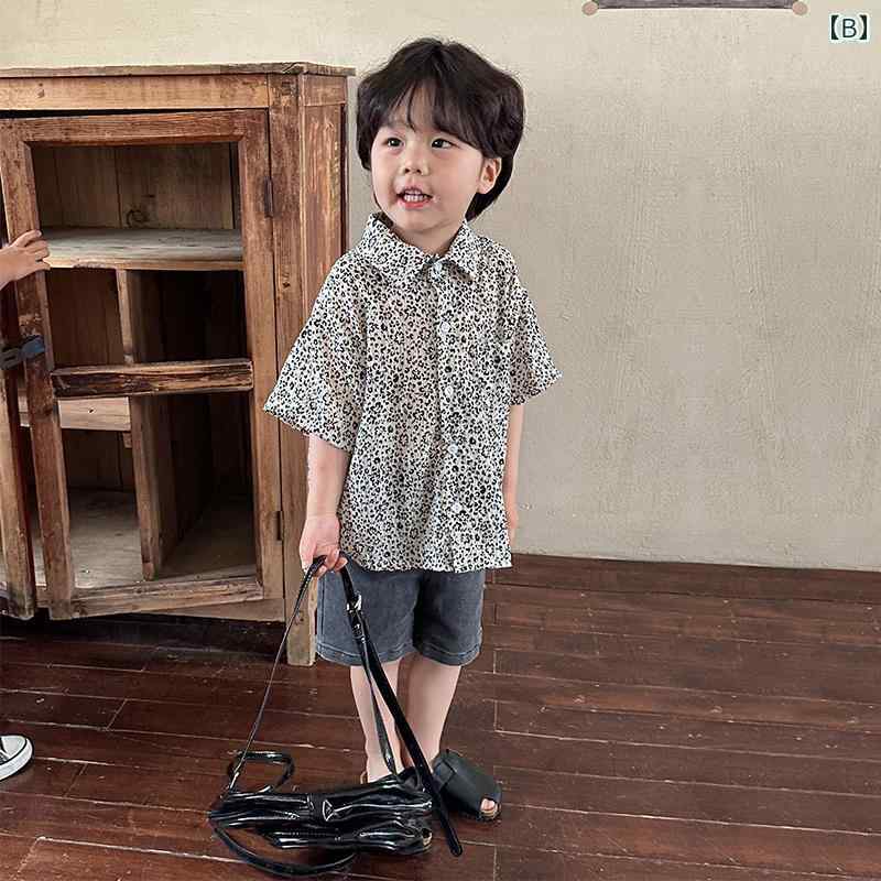 キッズ シャツ 半袖 男の子 女の子 ベビー 男女兼用 トップス 襟付き ポケット ヒ...