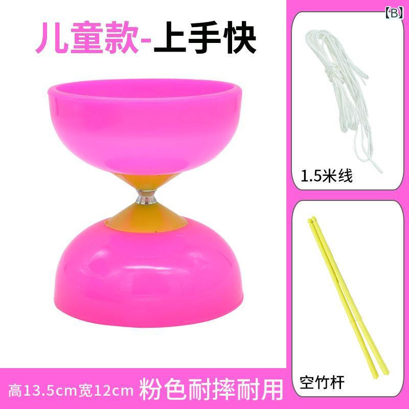 フロントップ楽天市場店のディアボロ 中国ごま ジャグリング 大道芸 初心者 子供 高齢者 娯楽 フィットネス プロ 小学生 双頭 グリーン ピンク オレンジ スティック 紐 セット｜アングル2