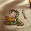 ハンカチ 刺繍 ヘビ 綿 新年 メンズ レディース グレー 雑貨 プレゼント リネン ワンポイント かわいい ナチュラル 干支 蛇