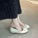 パンプス フラット レディース リボン 夏 スクエアトゥ バレエ風 レトロ おしゃれ カジュアル 普段使い オフィス デート 韓国 滑り止め 赤 白 シークレットヒール