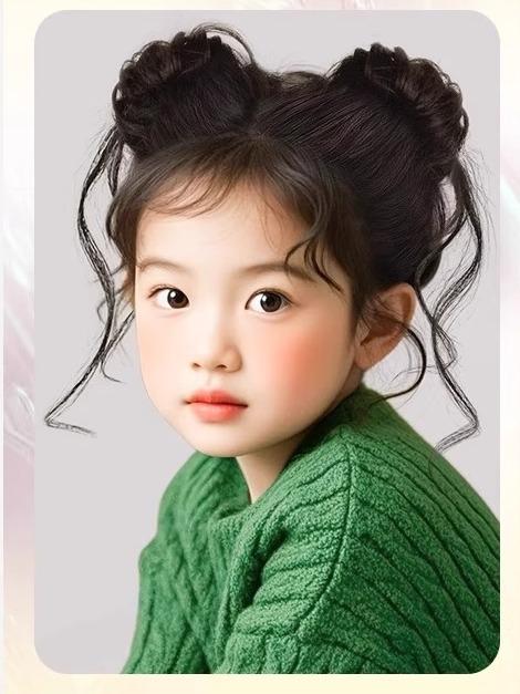 お団子 ウィッグ 子供 ドラゴン ひげ ヘッド ふわふわ かわいい 女の子 つけ毛 カジュアル 高温ワイヤー ナチュラル 発表会 ボリューム 黒 茶