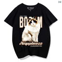 Tシャツ 猫 ティーシャツ tシャツ おしゃれ 大きいサイズ 半袖 かわいい 猫 柄 ゆったり 黒 白 グレー ラウンドネック 夏