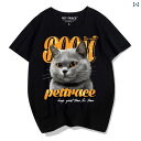 猫 ティーシャツ tシャツ おしゃれ 大きいサイズ 夏アニマル プリント ラウンドネック カジュアル ゆったり メンズ レディース 黒 白 赤