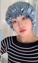 ナイトキャップ 大人 レディース シニア エレガント ヘアケア用 カバー 保護 薄型 通気性 睡眠 産後 家庭用 シンプル 無地 フリル あんこ色 青