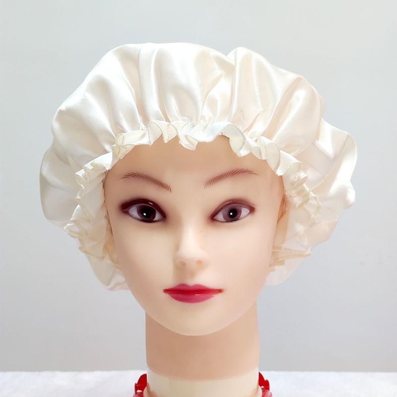 ナイトキャップ 大人 レディース シニア エレガント サテン フリル 睡眠 産後 家庭用 ヘアケア用 保護 ..