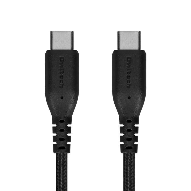 オウルテック 超タフ Type-Cケーブル 断線に強い PD60W 急速充電 データ転送 480Mbps USB-C やわらか ケーブルバンド付き Type-C to Type-Cケーブル ブラック OWL-CBA4CC
