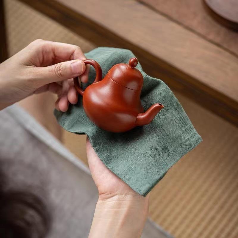 布巾 吸水 茶道 中国風 花柄 ティータオル クロス マット コットン スクエア 急須 保護布 シンプル 上品 おしゃれ 緑 白 茶 5枚セット