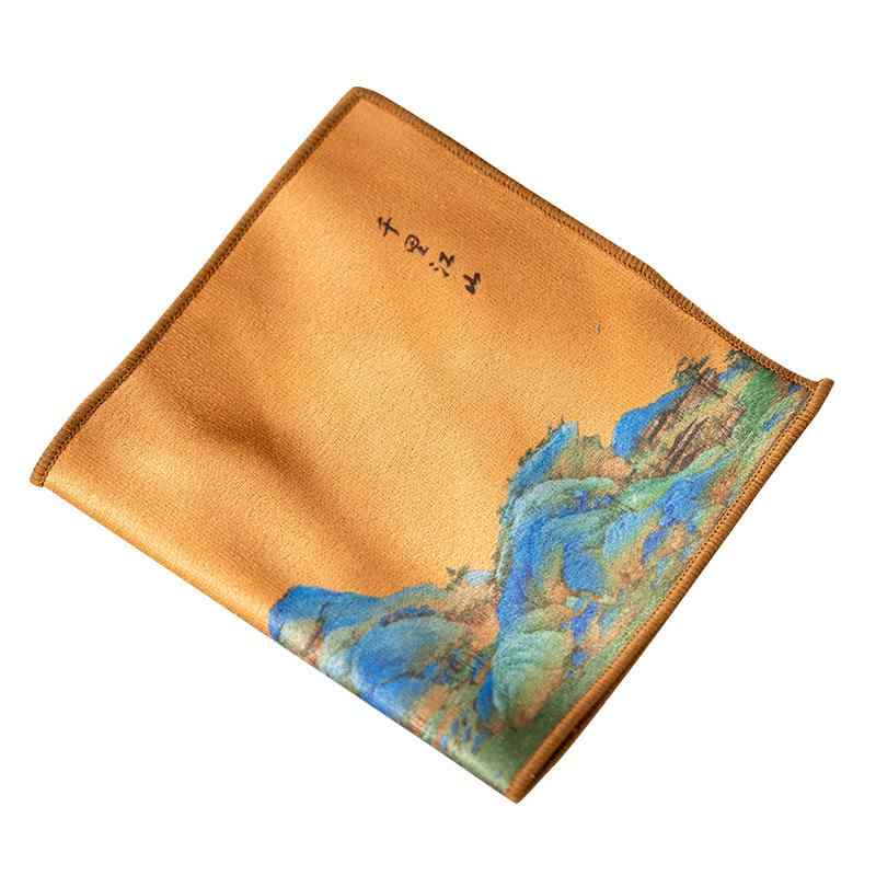 布巾 吸水 茶道具 スエード調 厚手 リバーシブル ティータオル クロス マット やけど防止 スクエア おしゃれ 小さめ 上品