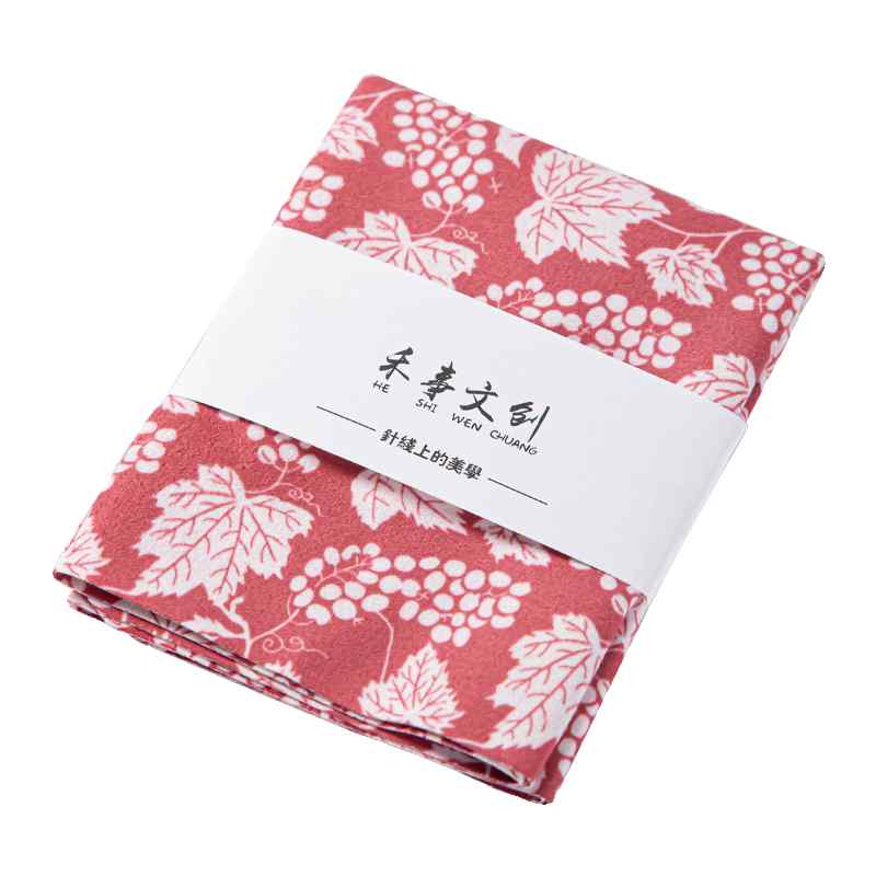 布巾 吸水 茶道具 両面 薄手 綿 スクエア ティータオル クロス マット 柔らかい おしゃれ 上品 花 ブドウ 柄 青 赤 アプリコット