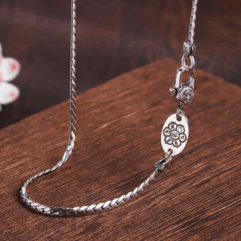 ネックレス メンズ シルバー925 レディース アクセサリー 韓国 スネークチェーン 六字真言 シンプル レトロ カジュアル おしゃれ プレゼント 誕生日