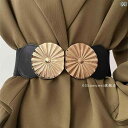 ベルト レディース 太い 幅広 アクセサリー 装飾 小物 PU 革 合金 バックル 伸縮性 弾性 軽量 細見え ショッピング 旅行 おしゃれ カジュアル 黒 茶色(4)
