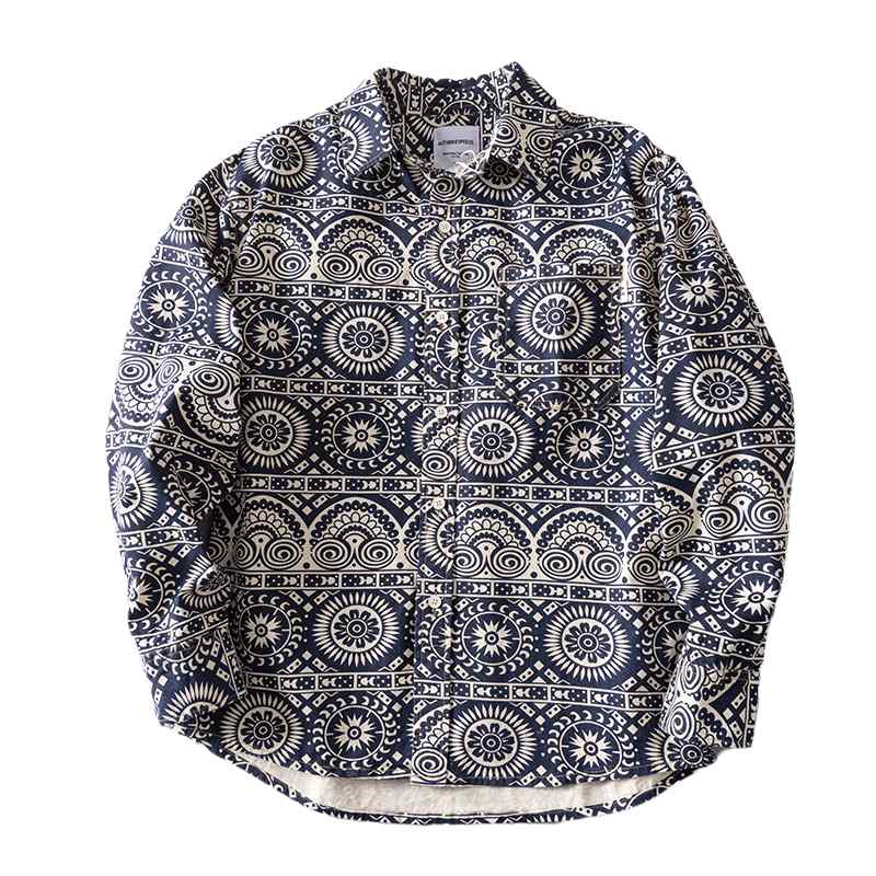 柄シャツ メンズ レトロ おしゃれ 春 長袖 ボタン 胸ポケット ゆったり 綿 トップス 快適 普段着 お出かけ カジュアル エスニック衿タイプ：ポインテッドカラー（レギュラー）適用季節：春袖丈：長袖シルエット: ゆったり素材構成: 綿100