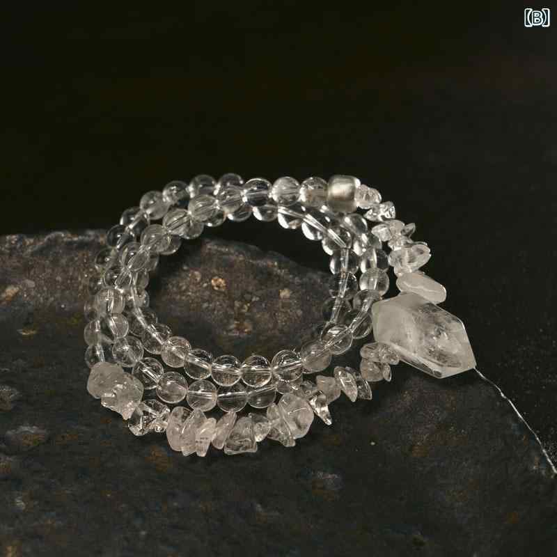 ブレスレット メンズ レディース アクセサリー ホワイトクリスタル ビーズ シルバー925 多重巻き 2WAY ネックレス シンプル おしゃれ プレゼント