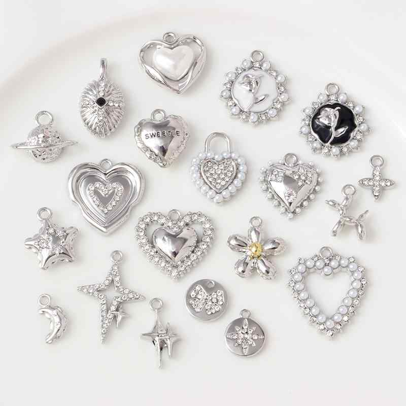 ハンドメイド 材料 かわいい ハート 花 星 ラインストーン パール 合金 アクセサリー デコパーツ チャ..