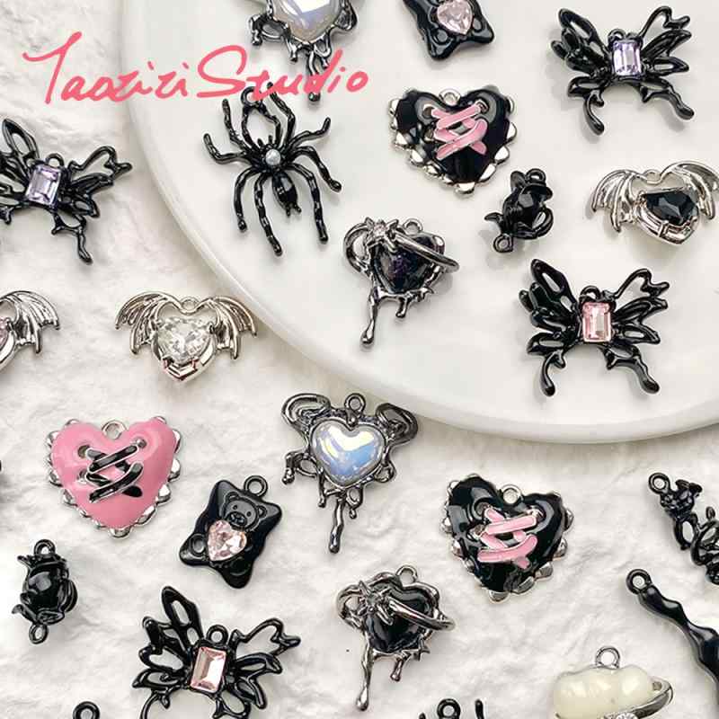 ハンドメイド 材料 かわいい ハート 蜘蛛 蝶 合金 ストーン アクセサリー デコ ジョイント パーツ チャ..