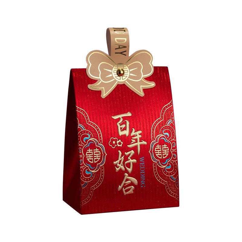 袋子 - ギフトバッグ 手提げ 持ち手 ウェディング 結婚式 お祝い キャンディーボックス レトロ チャイナ風 セット リボン ストライプ 文字 大人 おしゃれ 赤
