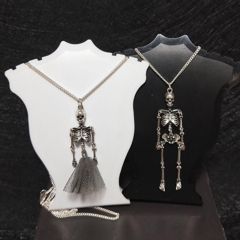 ハロウィン アクセサリー ネックレス ペンダント パンク ダーク スカル チェーン ストリート レトロ 合金 シルバー 金メッキ イベント 大ぶり