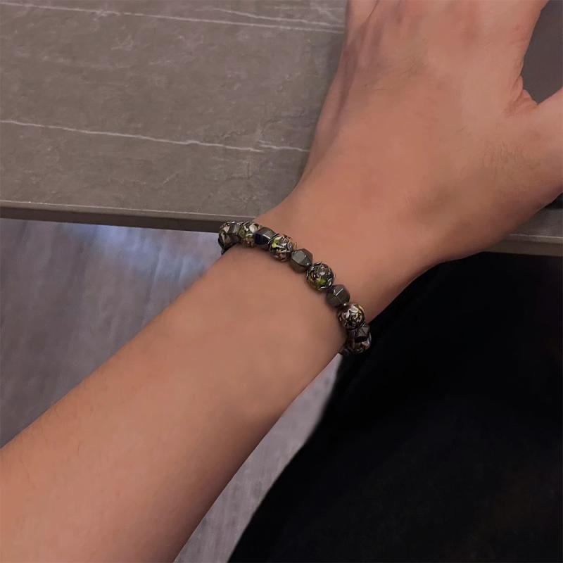 ブレスレット メンズ アクセサリー 小物 手首 おしゃれ シンプル かっこいい 豪華 カラフルブロック ビーズ ストーン 伸縮性 レディース