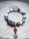 ブレスレット メンズ レディース レトロ エスニック 半貴石 小物 アクセサリー カップル ペア 大人 おしゃれ 墨絵風 カラフル ビーズ