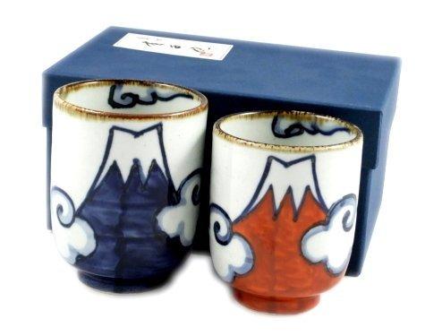 有田 波佐見焼 翔芳窯 青富士・赤富士 組湯呑(夫婦湯呑) 20850