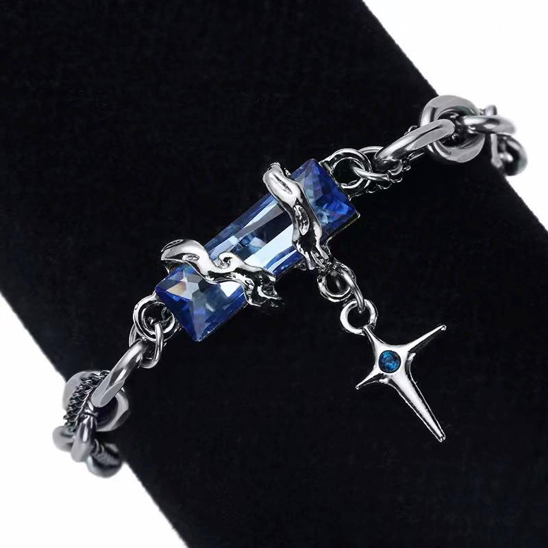 ブレスレット メンズ アクセサリー 小物 シルバー チェーン ラグジュアリー 調節可能 チタン鋼 金属製 おしゃれ 誕生日 プレゼント 黒 青