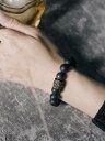 ブレスレット メンズ アクセサリー ユニセックス アンティーク調 真鍮 ビーズ 腕輪 マット加工 装飾 小物 ゴム紐 伸縮性 ハンドメイド 個性的 カジュアル おしゃれ 黒(4)