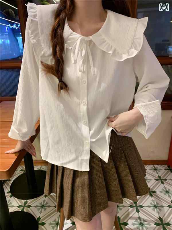 ベスト レディース 秋 かわいい カジュアル 甘い ドール カラー シャツ ニット 女性用 ミルク ツーピース