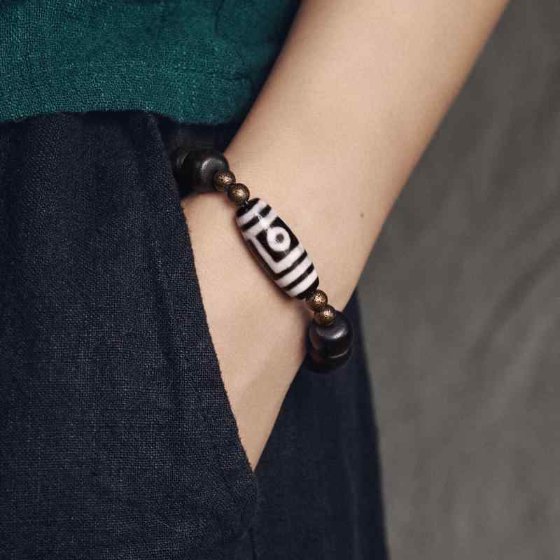 アクセサリー 手首 ブレスレット メンズ レディース 黒檀 真鍮 ヴィンテージ風 アジアン エスニック ビーズ バングル シンプル おしゃれ 個性的