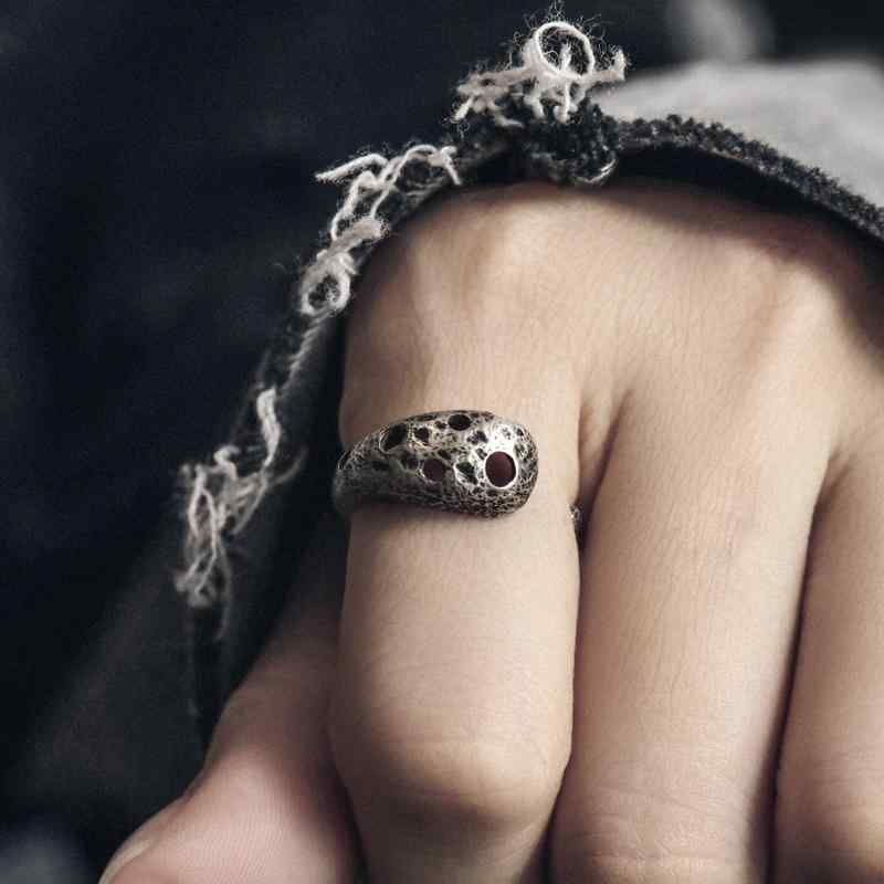 アクセサリー 指輪 ユニセックス シルバー925 リング レトロ シンプル 穴あき フリーサイズ オープン 調整可能 人差し指 おしゃれ 個性的 カップル お揃い