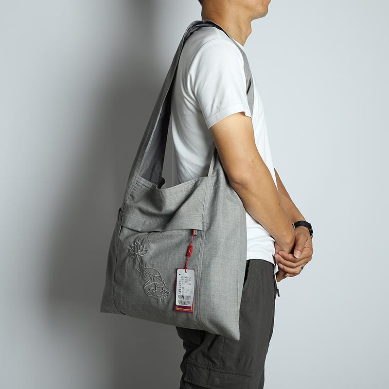 僧侶 かばん 巡礼 大容量 キャンバス サッチェルバッグ 在家 シングル ショルダー カーキ グレー ブラ..