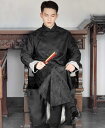 中国 漢服 男 チャンパオ ロング ガウン メンズ ジャカード ダーク パターン ローブ マンダリン スタンド カラー ドラマ キャンパス 衣装 M L 3XL...