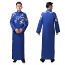 中国 漢服 男 チャンパオ ロング ガウン メンズ ローブ 唐 レトロ 衣装 風 花婿 付添人 160cm 175cm 190cm 青 ワイン 赤