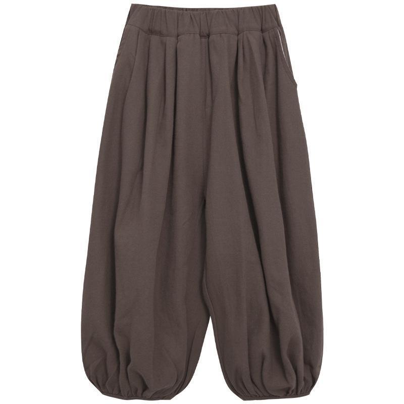 バルーンパンツ 子供 夏 キッズ 裾絞り 韓国 男の子 女の子 薄手 ウエストゴム ポケット 長ズボン 虫よけ 蚊 ゆったり 履きやすい 伸縮性 カジュアル カーキ 茶