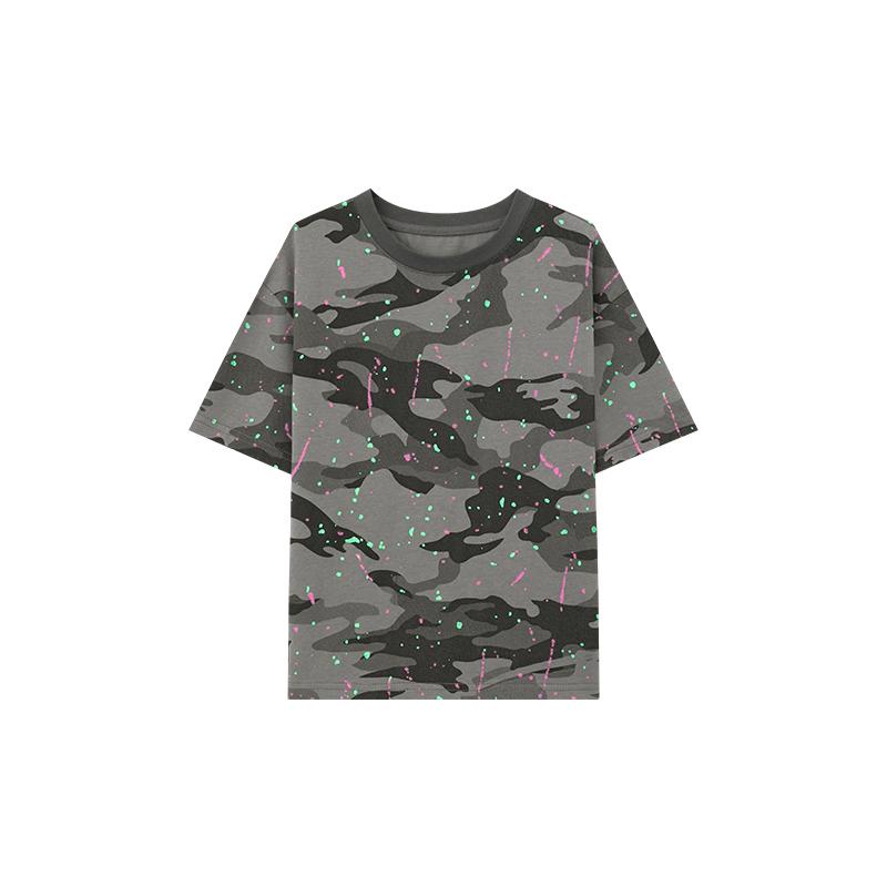 キッズ トップス 半袖 Tシャツ 夏 ジュニア ラウンドネック 吸湿 通気性 プリント スポーツ レジャー シンプル カジュアル おしゃれ 迷彩柄