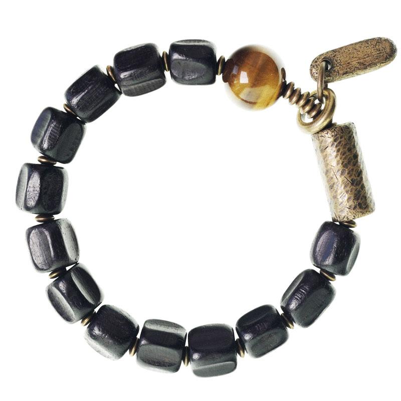 Hawaiian Jewelry - ブレスレット メンズ おしゃれ アクセサリー レディース 女性用 手作り レトロ ストーン ビーズ 数珠 金属 普段使い お出かけ レジャー 小物 黒