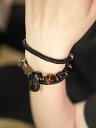 ブレスレット メンズ おしゃれ アクセサリー レディース 女性用 ネックレス レトロ 2way ビーズ ストーン 数珠 金属 普段使い お出かけ レジャー 黒(4)